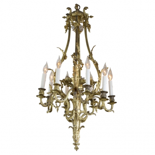 A Louis XVI Style Gilt Bronze Eight-Light Chandelier